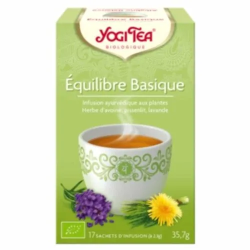 YOGI TEA Equilibre Basique Infusion Ayurvedique Herbes D’avoine, Pissenlit et Lavande Sachets Bio 17u