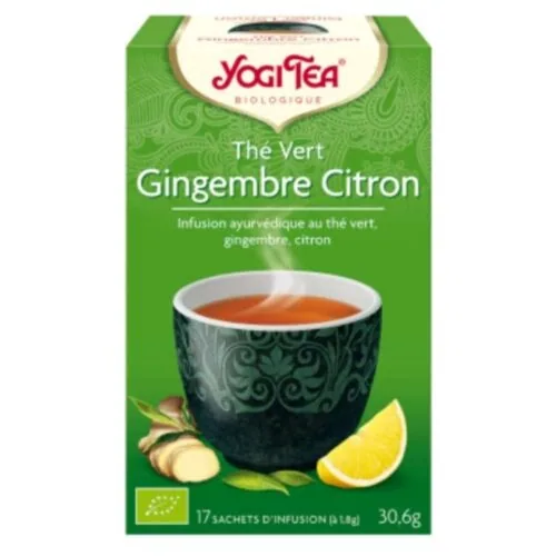 YOGI TEA The Vert Gingembre Citron Infusion Ayurvedique The Vert, Gingembre et Citron Sachets Bio 17u