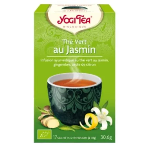 YOGI TEA The Vert au Jasmin Infusion Ayurvedique The Vert, Jasmin, Gingembre et Zeste de Citron Sachets Bio 17u
