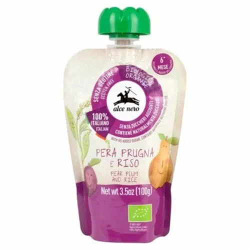 ALCE NERO Puree Pore, Prune et Riz Bio 100g