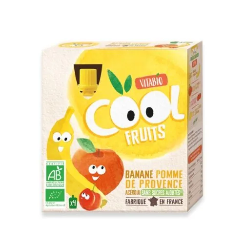 VITABIO COOL FRUITS POMME BANANE 4 X 90G