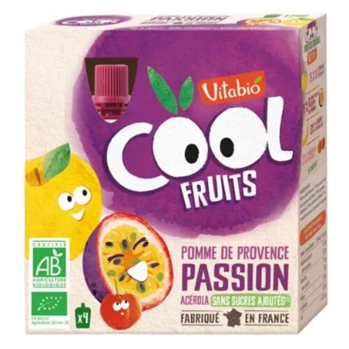 VITABIO Cool Fruits Pomme de Provence, Passion et Acerola Bio 4x 90g