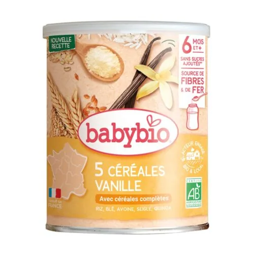 BABYBIO 5 Cereales a la Vanille et Quinoa 6mois+ Bio 220g