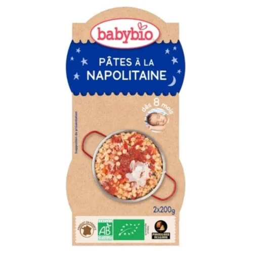 BABYBIO Repas Bonne Nuit Pates a la Napolitaine 8mois+ Bio 2x 200g