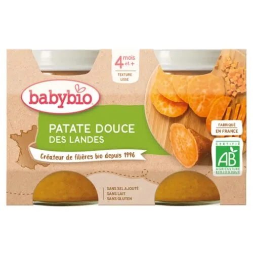 BABYBIO Pots de Patate Douce 4mois+ Bio 2x 130g