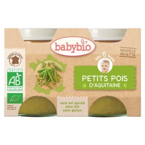 BABYBIO Pots de Petits Pois 6mois+ Bio 2x 130g