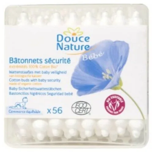 DOUCE NATURE Bebe Batonnets Securite Coton-Tiges Bio 56u