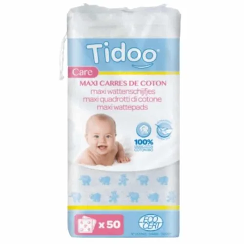 TIDOO Care Maxi Carres de Coton Bio 50u