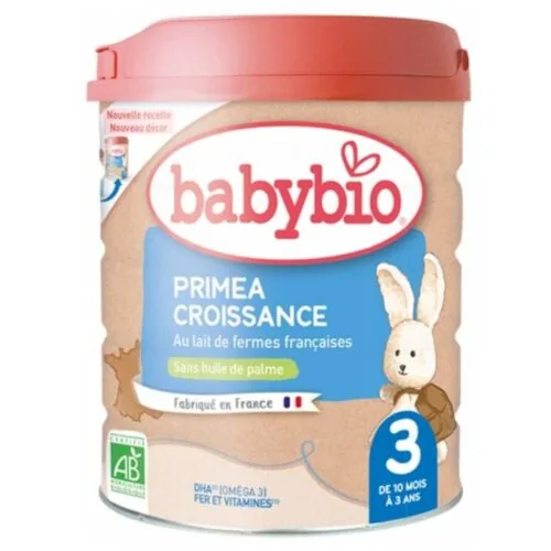 BABYBIO Primea 3 au Lait de Ferme sans Huile de Palme 10mois a 3ans Bio 800g