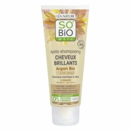 SO BIO Apres-Shampoing Cheveux Brillants Argan et Acide Oleique Bio 200ml