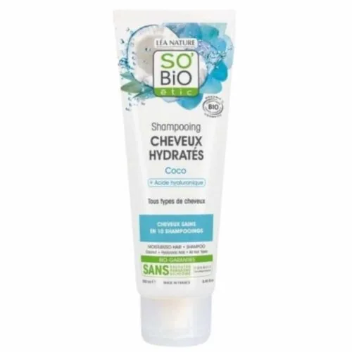 SO BIO Shampoing Cheveux Hydrates Coco et Acide Hyaluronique Bio 250ml