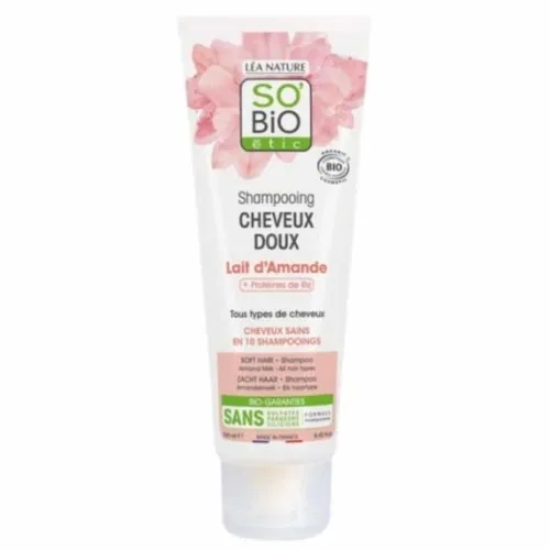 SO BIO Shampoing Cheveux Doux Lait D’amande et Proteines de Riz Bio 250ml