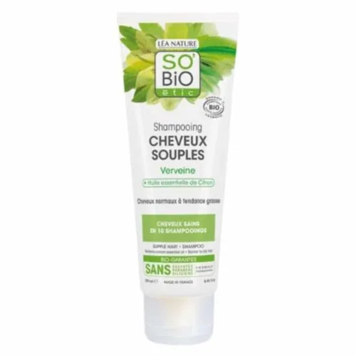 SO BIO Shampoing Cheveux Souples Verveine et Huile Essentielle de Citron Bio 250ml