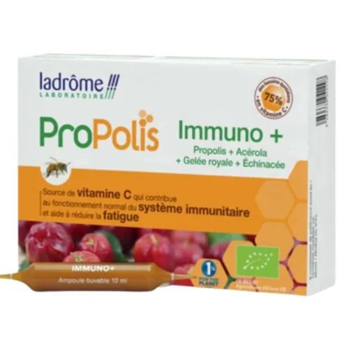 LADROME Propolis Immuno+ Acerola, Gelee Royale et Echinacee Ampoules Bio 20u