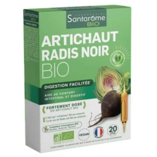 SANTAROME Bio Artichaut et Radis Noir Digestion Facilitee Ampoules 20u