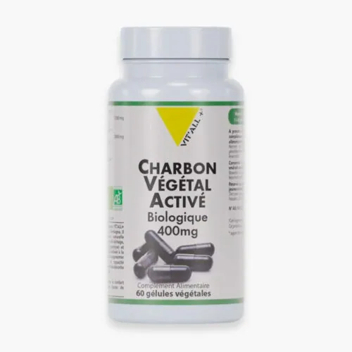 VITALL+ Charbon Vegetal Active Biologique 400mg 60 Gelules