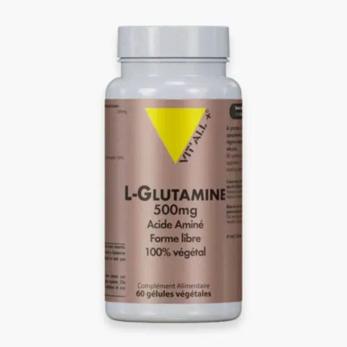 VITALL+ L-Glutamine 500mg Acide Amine Forme Libre 100% Vegetal 60 Gelules