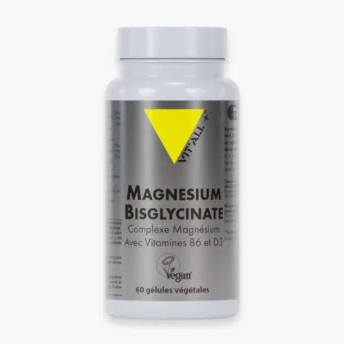 VITALL+ Magnesium Bisglycinate Complexe Vitamines B6 et D3 60 Gelules