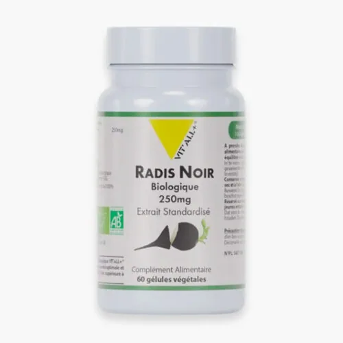 VITALL+ Radis Noir 250mg Biologique Extrait Standardise 60 Gelules
