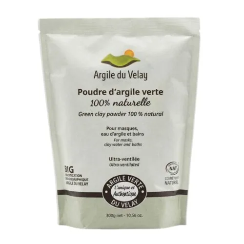 VELAY Poudre D’argile Verte Naturelle Masque, Eau D’argile et Bain de Douceur 300g