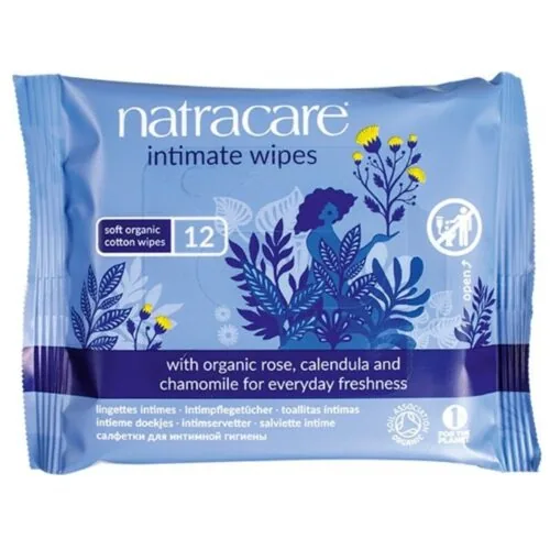 NATRACARE Lingettes Intimes Rose, Calendula et Camomille Bio 12u