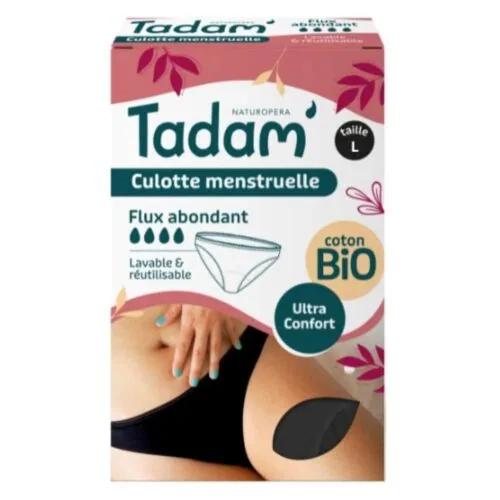 TADAM’ Culotte Menstruelle Lavable et Reutilisable Ultra Confort Flux Abondant Taille L Bio 1u