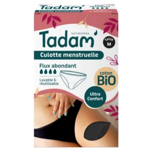 TADAM’ Culotte Menstruelle Lavable et Reutilisable Ultra Confort Flux Abondant Taille M Bio 1u