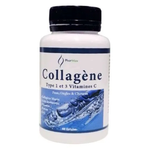 PHORMAX Collagene Type 1 et 3 Vitamines C Peau, Ongles et Cheveux 60 Gelules