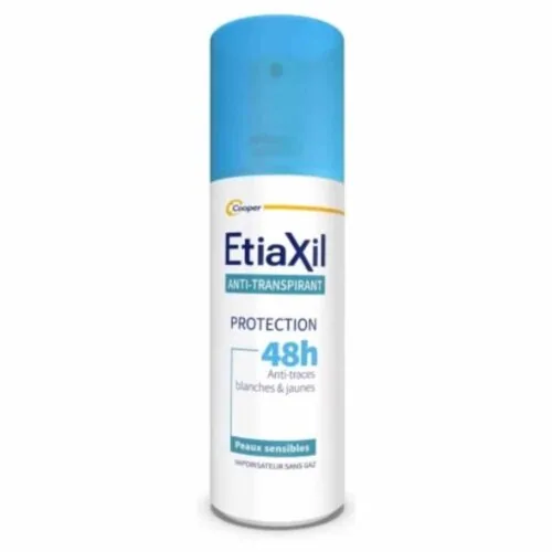 ETIAXIL Anti-Transpirant Spray Deodorant Protection Anti-Traces Blanches et Jaunes Peau Sensible 48h 100ml