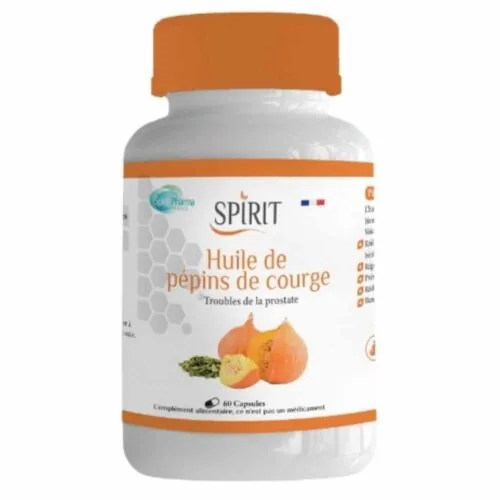 SPIRIT PHARMA Huile de Pepins de Courge Troubles de la Prostate 60 Capsules