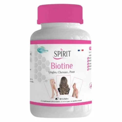 SPIRIT PHARMA Biotine Ongles, Cheveux et Peu 60 Gelules