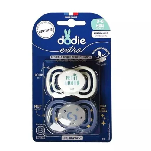 DODIE Sucette 0-6mois Duo Extra Fine Jour Nuit F1 2358
