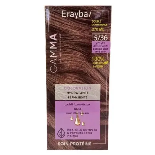 ERAYBA Gamma Coloration Hydratante Permanente Naturelle 5.36 Chatain Clair Dore Brun