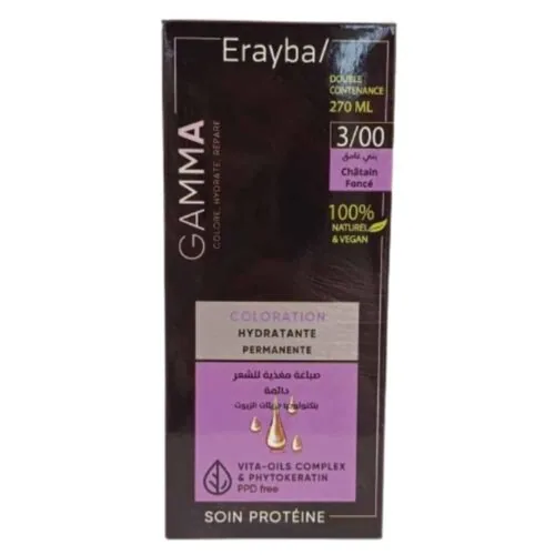 ERAYBA Gamma Coloration Hydratante Permanente Naturelle 3.00 Chatain Fonce