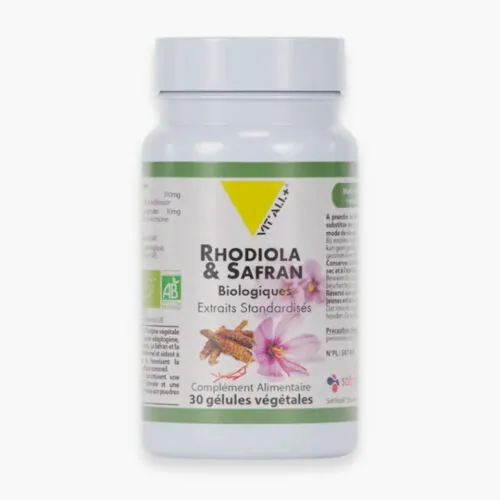 VITALL+ Rhodiola et Safran Biologique Extraits Standardises 30 Gelules