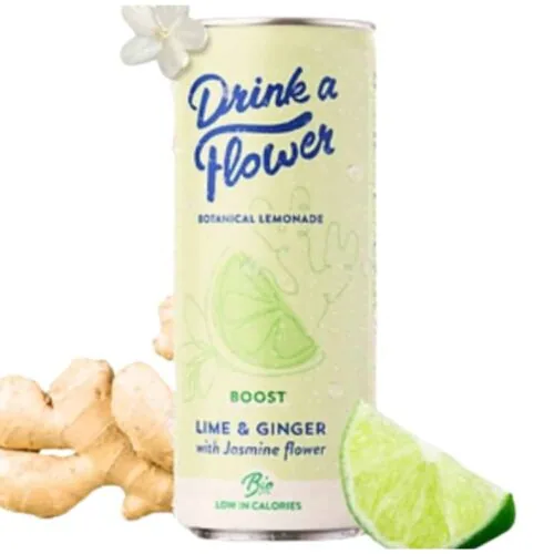 DRINK A FLOWER Limonade Boost Gingembre et Citron Vert Bio 250ml