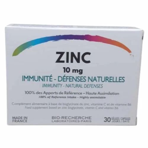 BIO-RECHERCHE Zinc 10mg Immunite et Defenses Naturelles 30 Gelules
