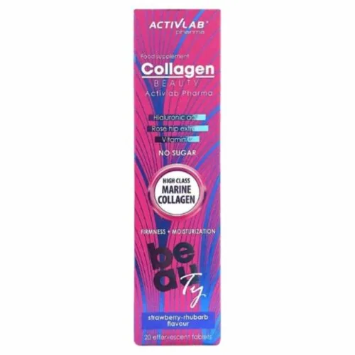 ACTIVLAB Collagen Beauty Collagene Marin Gout Fraise et Rhubarbe 20 Comprimes