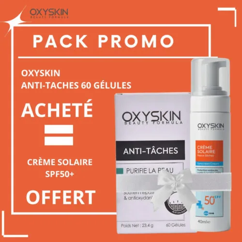 OXYSKIN Anti-Taches 60 Gelules+Ecran Solaire Ps Spf50+ 40ml Pack