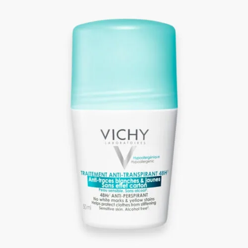 VICHY Deodorant Roll-On Traitement Anti-Transpirant Anti-Traces Blanches et Jaunes 48h 50ml