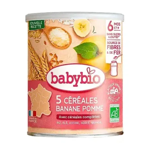 BABYBIO 5 Cereales Banane Pomme 220g