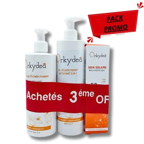 ORKYDEA Duo Pack Lait Corps Eclairc+Ecran Solaire+Gel Nett Eclairc