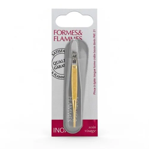 FORMES ET FLAMMES Pince a Epiler Acier Forge Chrome Mors Etroits Carres 8cm Refrence 10