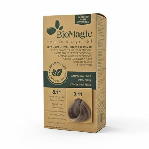 BIOMAGIC Hair Color Cream Kit 8/11 Intense Ash Light Blonde