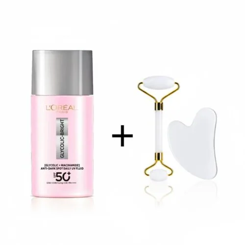 L’OREAL PARIS Glycolic Bright UV Spf50+ 50ml+Coffret Guasha Pack