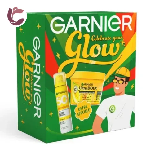 GARNIER Box Coffret Glow Super UV Spray SPF50+ et Hair Food