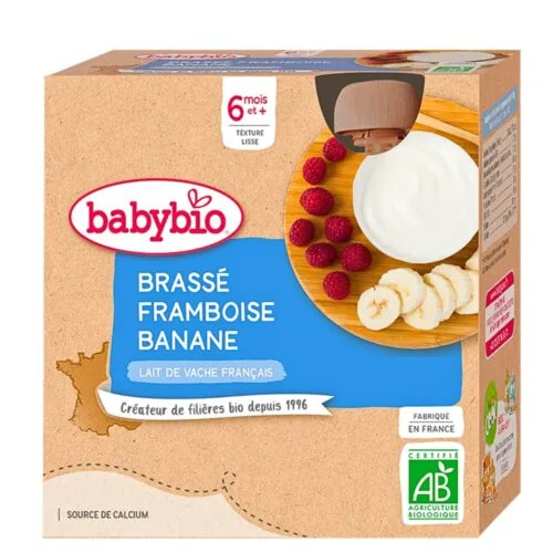 BABYBIO Gourde Brasse Framboise Banane 4*85g