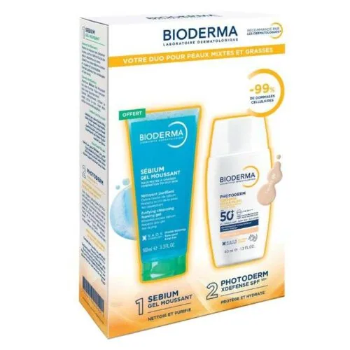 BIODERMA Photoderm Xdefense Ultra Fluide Max 01 Teinte+Sebium Gel Moussant 100ml Pack