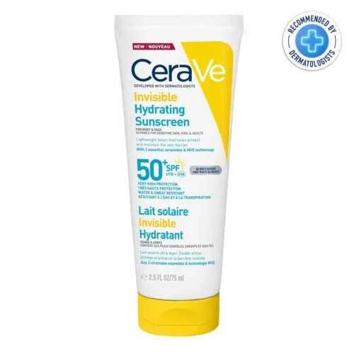 CERAVE Lait Solaire Invisible Hydratant SPF50+ Peau Normale a Seche peau Sensible 75ml