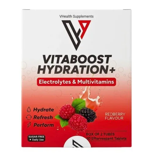 VHEALTH Vitaboost Hydration+ Multivitamins Redberry Box Of 2 Tubes